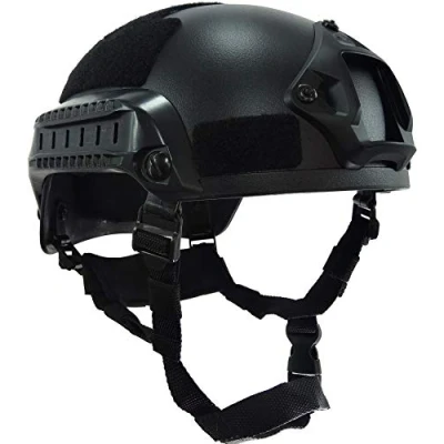 Immagine di haoYK MICH 2001 Style Tactical Airsoft Paintball Casco con supporto NVG e guida laterale per Paintball, nero