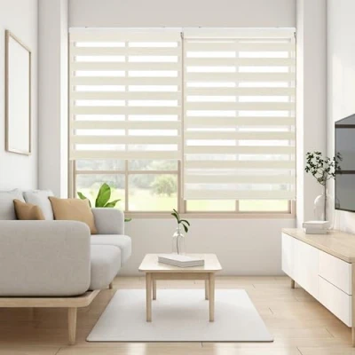 Immagine di Blindecor Lira tenda a rullo giorno e notte, colore Lino, per interni 120 x 180 cm (Larghezza Altezza) Dimensioni del tessuto 117 175 cm. Eleganti tende notte