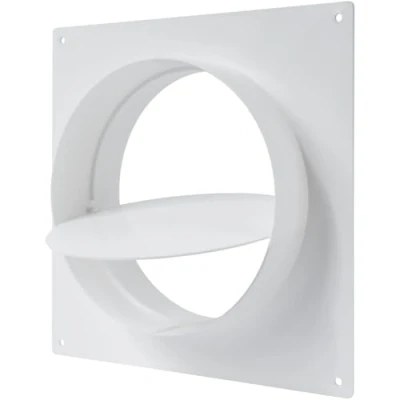 Immagine di Vent Systems Connettore per condotto dell&#039;aria da 15 cm, flangia tubo di ventilazione diritto, in plastica, raffreddamento, riscaldamento, sistema HVAC, con valvola