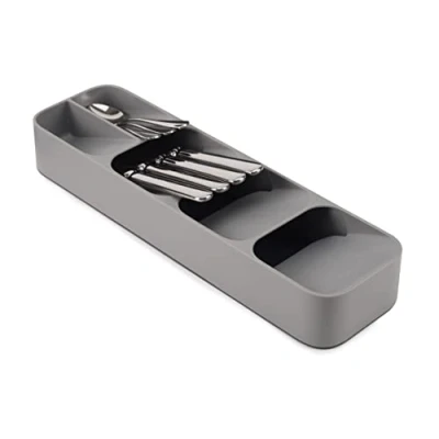 Immagine di Joseph Drawer Store Organizzatore per cassetti di posate compatto, 5 scomparti, contiene oltre 24 pezzi Grigio