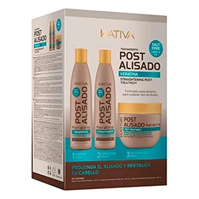 Immagine di Kativa Messaggio Relaxer Kit X 3 Pack (Shampoo + Balsamo 250 Ml Trattamento Profo
