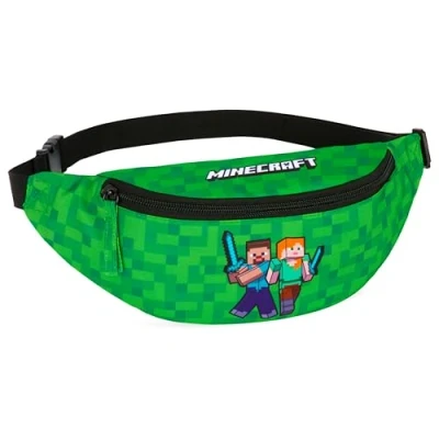 Immagine di Minecraft Marsupio Ragazzo con Cinturino Regolabile, Creeper Tracolla Bambino Regali per Gamer (Verde/Nero)