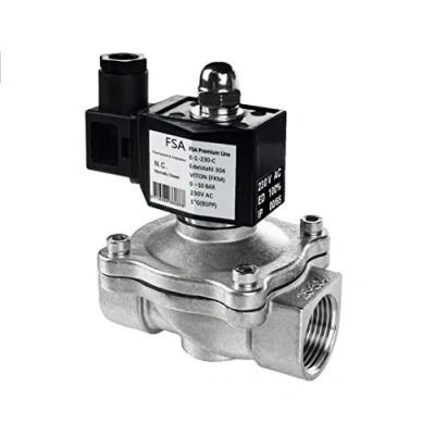 Immagine di FSA Elettrovalvola in Acciaio Inox 304 1&quot; 230V AC 0 10 bar Viton normalmente chiusa