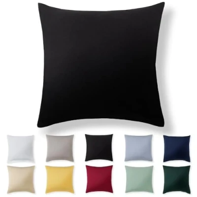 Immagine di Alreya Federa in 100% jersey di cotone con chiusura lampo 80 x cm Nero Cuscino, Copricuscino Divano, super morbida 80x80