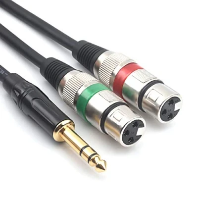 Immagine di Siyear 6.35 mm (1/10,2 cm) TRS spina maschio a doppia XLR femmina microfono stereo sbilanciato adattatore convertitore audio y Splitte cavo (1.5meters)