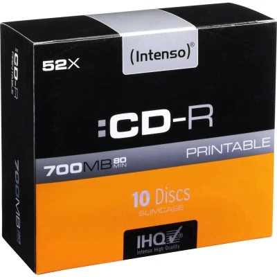 Immagine di Intenso 1801622 CD R 80 vergine 700 MB 10 pz. Slim case stampabile