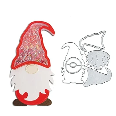Immagine di Fustelle per gnomi natalizi in metallo, fustellatrici di Natale, stencil goffratura fai da te creare biglietti carta, etichette decorative, scrapbooking