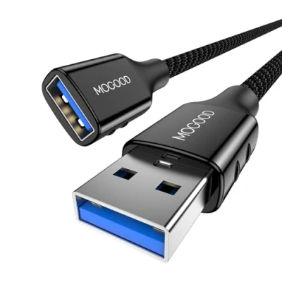 Immagine di MOGOOD Cavo di prolunga USB 3.0 A maschio femmina 2M per unità flash USB, tastiera, adattatore WiFi, cuffie VR, auricolare, controller