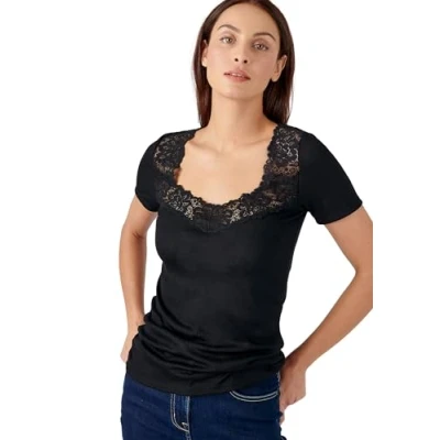 Immagine di Damart Manches Courtes Douceur Thermolactyl Maglietta intima, Donna, Taglia: Large, Noir