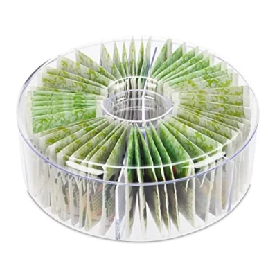 Immagine di Relaxdays Scatola Porta Tè e Tisane, per 72 Bustine, Rotondo con Coperchio, Salvaspazio, HxD: 7,5 x 20 cm, trasparente