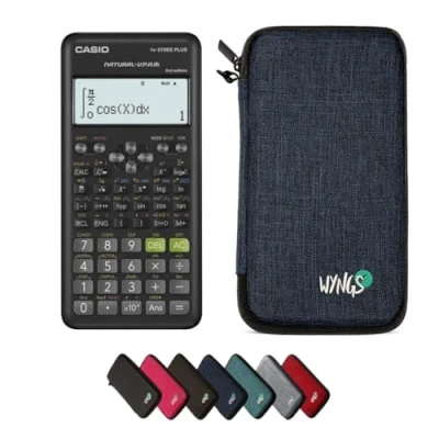 Immagine di Casio fx 570ES Plus 2nd edition incluso una custodia protettiva WYNGS in blu Pacchetto base