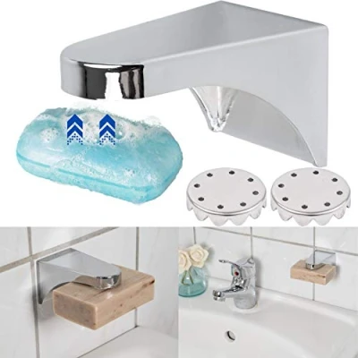 Immagine di Your Day Mate Portasapone Magnetico, Set di 1 con 2 Piastre e Adesivi Ricambio, Supporto Magnetico Stabile Robusto per saponette Fino a 150 Grammi, Porta Sapone da Muro, saponetta Bagno