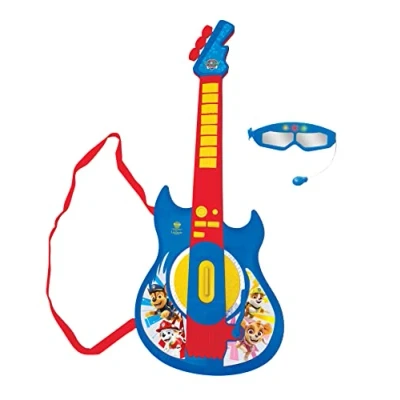 Immagine di Lexibook Paw Patrol La Squadra dei Cuccioli Chitarra Elettronica illuminata, Occhiali con Microfono, Canzoni Demo, MP3 Plug, Blu/Rosso, K260PA