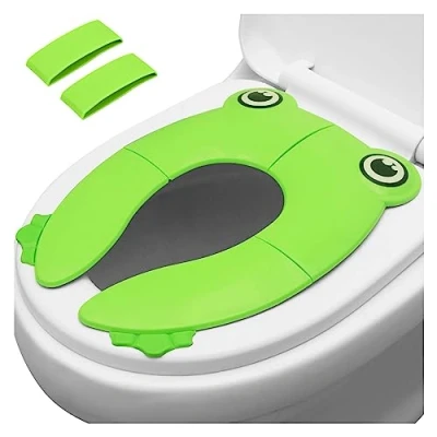 Immagine di PandaEar Coprisedile per WC Sedile da viaggio pieghevole bambini e vasino con cuscinetti in silicone antiscivolo riciclabile (verde)