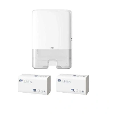 Immagine di Tork Xpress Multifold 552000 Elevation Design Distributore di asciugamani H2 per pieghevoli a rimozione semplice, bianco (bianco, dispenser + 460 stracci)