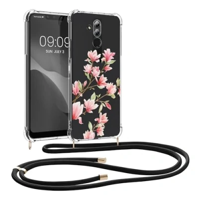 Immagine di kwmobile Custodia Compatibile con Huawei Mate 20 Lite Cover Back Case in Silicone TPU Protezione Smartphone Cordino rosa/bianco/trasparente