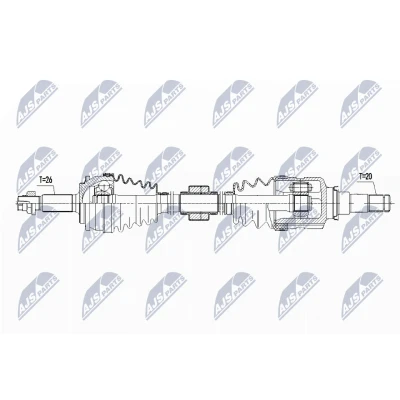 Immagine di NTY NPW TY 087 Albero motore / Semiasse Assale anteriore Sx 675mm Cambio manuale, Trasmissione automatica