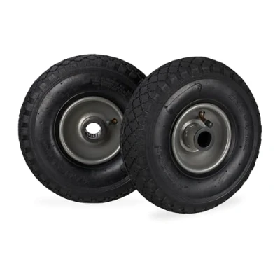 Immagine di relaxdays, Nero Grigio set di 2 Ruote per Carriola, Ruota Completa ad Aria 3.00 4 con Cerchione in Acciaio, Asse D: 25mm, da pz