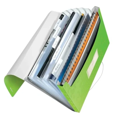 Immagine di Leitz Cartella progetti A4, Capacità fino a 250 fogli Chiusura elastico, Polipropilene, Verde, Gamma WOW, 45890154