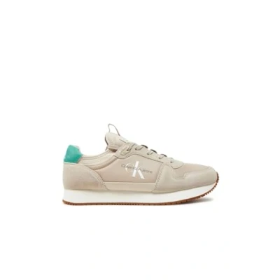 Immagine di Calvin Klein Jeans Runner SOCK Laceup Sneakers basse, Uomo, Taglia: 45, Eggshell/bahama green Pelle e tessuto