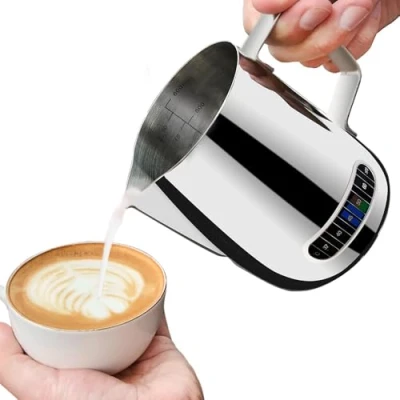 Immagine di Bricco da latte professionale 600ml,brocca di controllo temperatura caffè, cappuccino, caffè espresso, art (20oz)