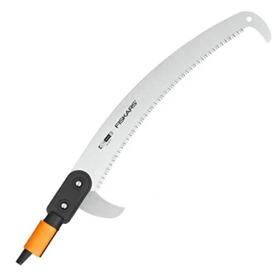 Immagine di Fiskars Seghetto Curvo per Manico telescopico, Testa d&#039;attrezzo, Lunghezza: 55 cm, Lama in Acciaio temprato, Nero/Arancione, QuikFit, 1000691