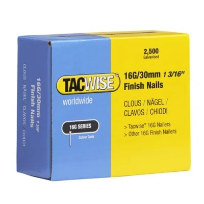 Immagine di Tacwise 0293 Chiodi di Finitura Galvanizzati Tipo 16G / 30mm, Confezione da 2500