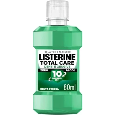 Immagine di LISTERINE Collutorio Total Care denti e gengive gusto Delicato 0% alcol, da viaggio al di Menta Fresca, Senza alcool con Fluoro per forti sane in 2 settimane, 80 ml
