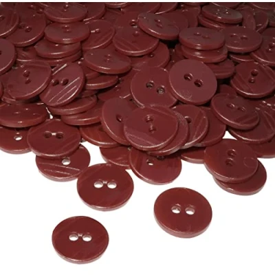 Immagine di AERZETIX C56425 Set di 100 Bottoni rotondi Ø15x2.2mm 24L L24 con 2 fori colore bordò in plastica diametro apertura 2mm merceria/cucito/artigianato/moda/ricamo