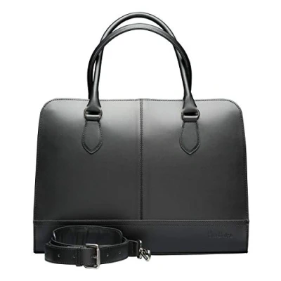 Immagine di Su.B Borsa Porta PC 15,6 Pollici, con Tracolla, Cartella da Donna, Pelle Spaccato, a Spalla, Tracolla Nero