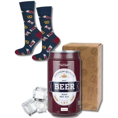 Immagine di soxo Lattina Birra Calzini Uomo Divertenti Idee Regalo Cotone Calze Birre Regali Per Lui 40 45 Red Ale2 1 Paia