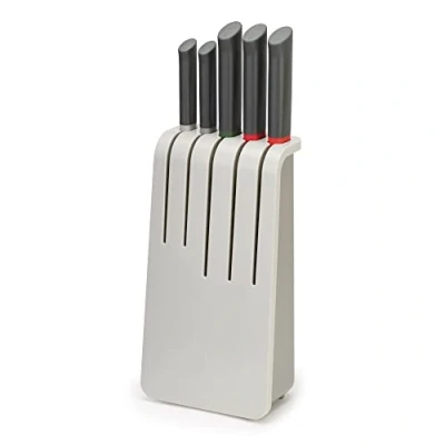 Immagine di Joseph Joseph, Set di 5 coltelli da cucina in acciaio inossidable con ceppo portacoltelli, Grigio
