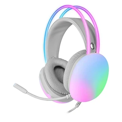 Immagine di Mars Gaming MH GLOW Rosa, Cuffia Full Chroma RGB Flow a 360, Microfono Cancellazione Rumore, Design Ultraleggero, Padiglioni Mempory Foam, Compatibilità Universale
