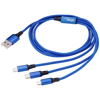 Immagine di Akyga Cavo USB Spina A, Connettore Apple Lightning, C®, Micro A 1.20 m Blu AK 27
