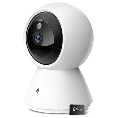 Immagine di BJR Telecamera WiFi Interno 4MP, 5G/2.4GHz Videocamera Sorveglianza, Visione Notturna, Audio Bidirezionale, Tracciamento di Movimento con Sirena, Funziona Alexa