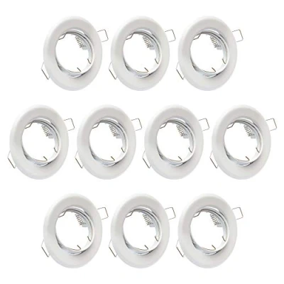 Immagine di Lu MI Set 10 faretti led da incasso per cartongesso GU10 pezzi cornice di montaggio in ottico bianco incl. attacco lampade a o alogene, orientabile 30, rotante, tondo