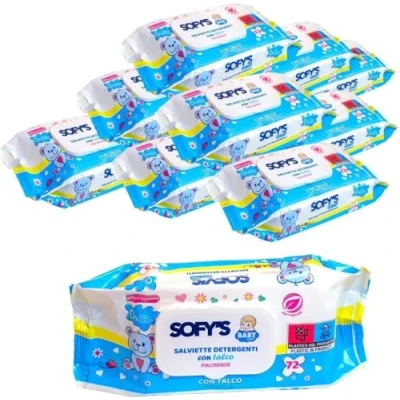 Immagine di DETERMONDO 864 Salviette Neonato Formula Idratante con Talco Profumate Senza Alcool Salviettine Detergenti Ipoallergeniche Divise in 12 Confezioni da 72 umidificate
