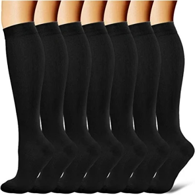 Immagine di ASPCOK Calze a compressione (7 paia) per donne e uomini: medicina, allattamento, corsa fitness, edema, diabete, vene varicose