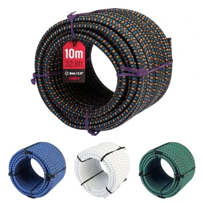 Immagine di Magma Rotolo di Corda Elastica 50m Corde Elastiche da 8 mm Diametro Per Pesca, Vela, Campeggio, e Fissaggio Teloni Extra Forte, Interno, Esterno, Giardino Auto (Nero)