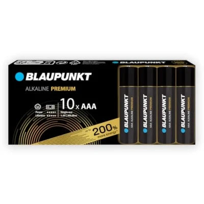 Immagine di BLAUPUNKT AAA batterie alcaline PREMIUM, confezione da 10, per controller videogiochi e giocattoli, LR03BPR/10CB