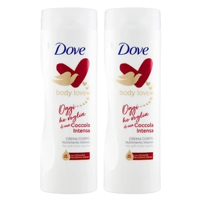 Immagine di Dove Body Love Coccola Intensa Crema Corpo Idratante E Nutriente per Pelli Molto Secche Nutrimento Profondo 2 Flaconi da 400ml