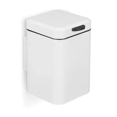 Immagine di Relaxdays Cestino da Bagno Parete, 3 Litri, Chiusura Automatica, Secchio Interno Estraibile Bidone in Acciaio, Bianco, 70% 30% plastica, 1 pz