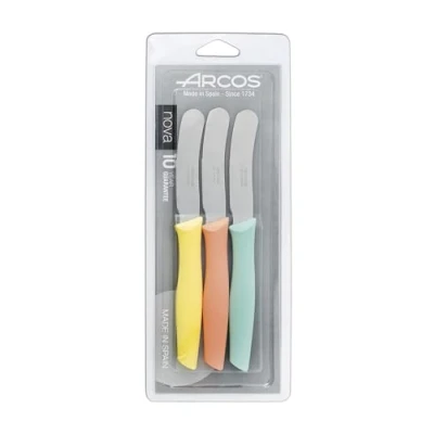 Immagine di Arcos Nova Set 3 Coltelli Burro Acciaio Inossidabile 70 mm Manico in Colori