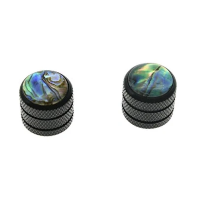 Immagine di KAISH 2 pomelli bombati per chitarra o basso, a incastro, in abalone, Telecaster, Nero