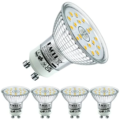 Immagine di EACLL Lampadine LED GU10 4.9W Equivalente a Alogena 75W, Pacco da 4, 585lm Luce Bianco Neutro 4000K, Faretti AC 230V senza Sfarfallio, Angolo Fascio 120 Spot, Non Dimmerabile Lampade Riflettore