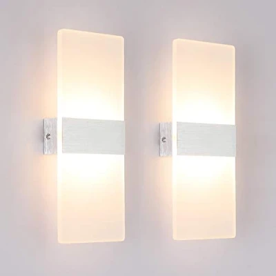 Immagine di Klighten Lampada da Parete Interno 12W Bianco caldo 3000K, Moderno Applique in Acrilico Perfetto per Camera Letto, Soggiorno, Bagno, Corridoio, Scale