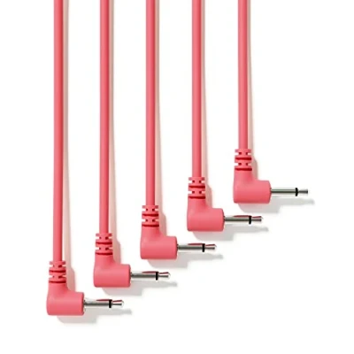 Immagine di ExcelValley 5 Pack Cavi Modulari Mono Patch ad Angolo Retto 3,5mm 1/8&quot; Eurorack Sintetizzatore [Pesca 180 cm 71&quot;]