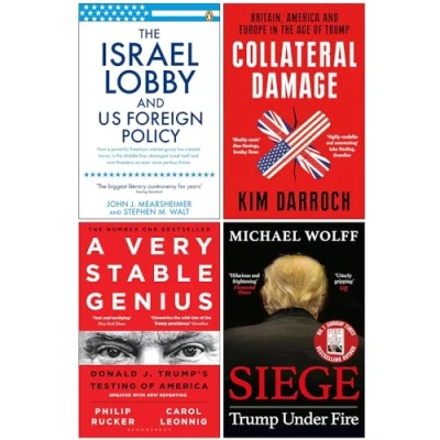 Immagine di The Israel Lobby and US Foreign Policy, Collateral Damage, A Very Stable Genius &amp; Siege Trump Under Fire 4 Books Collection Set
