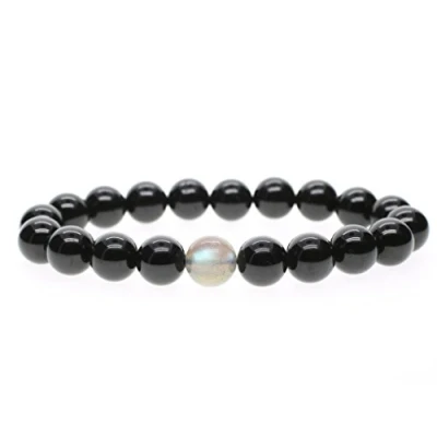 Immagine di COAI Bracciale in Tormalina Nera e Labradorite, Energetico Pietre Semi preziose