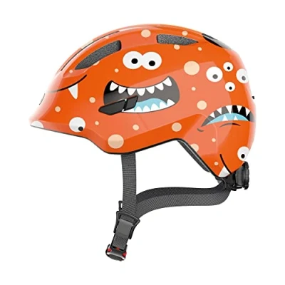 Immagine di ABUS casco Smiley 3.0 per bambini da bici con calzata profonda, design a misura di bambino e spazio il codino bambine arancione motivo mostri, taglia M